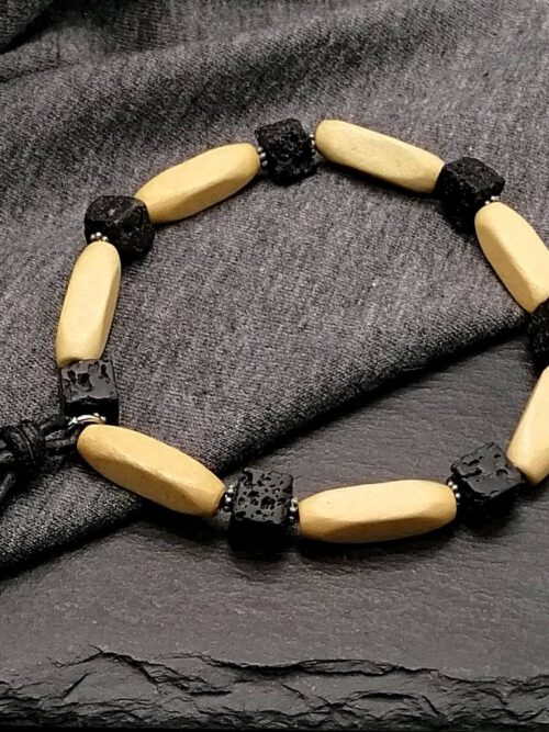 Herren Armband Lava Holz elastisch