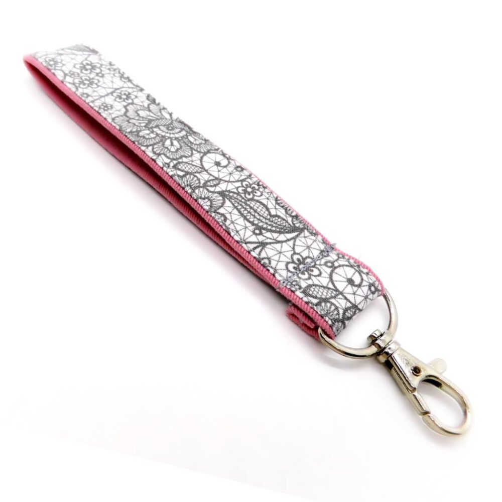 Schlüsselband weiß-grau-rosa