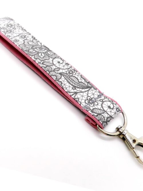 Schlüsselband weiß-grau-rosa