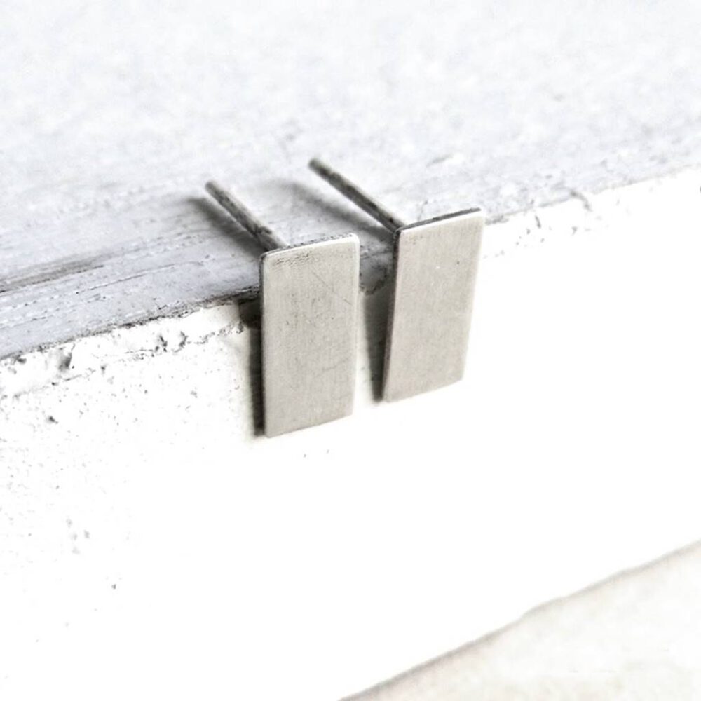 Ohrstecker Rechteck 925 Silber mattiert