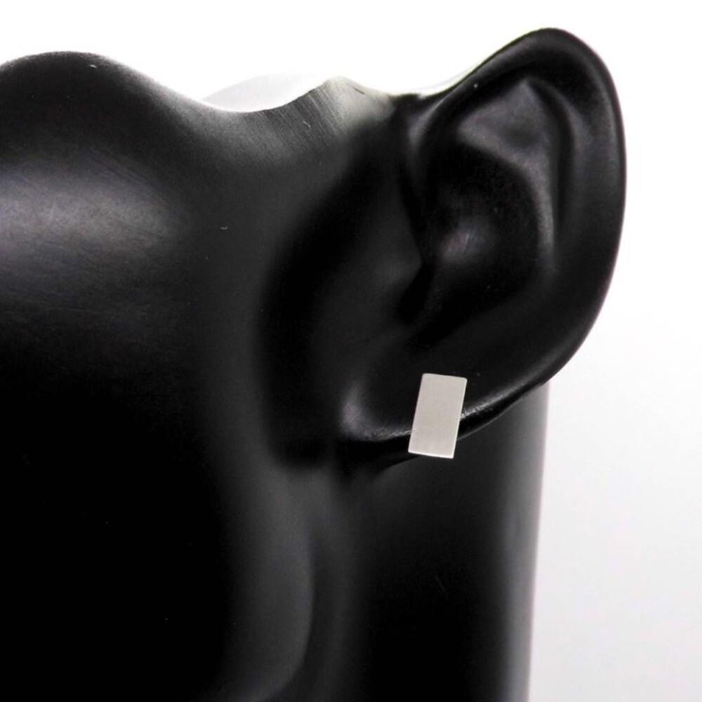 Ohrstecker Rechteck 925 Silber mattiert