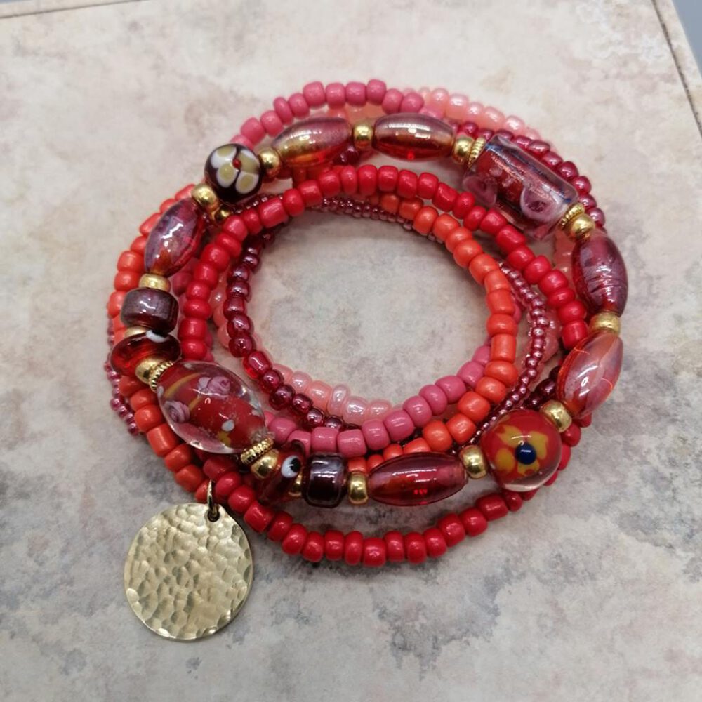 Armband Set rot-orange elastisch