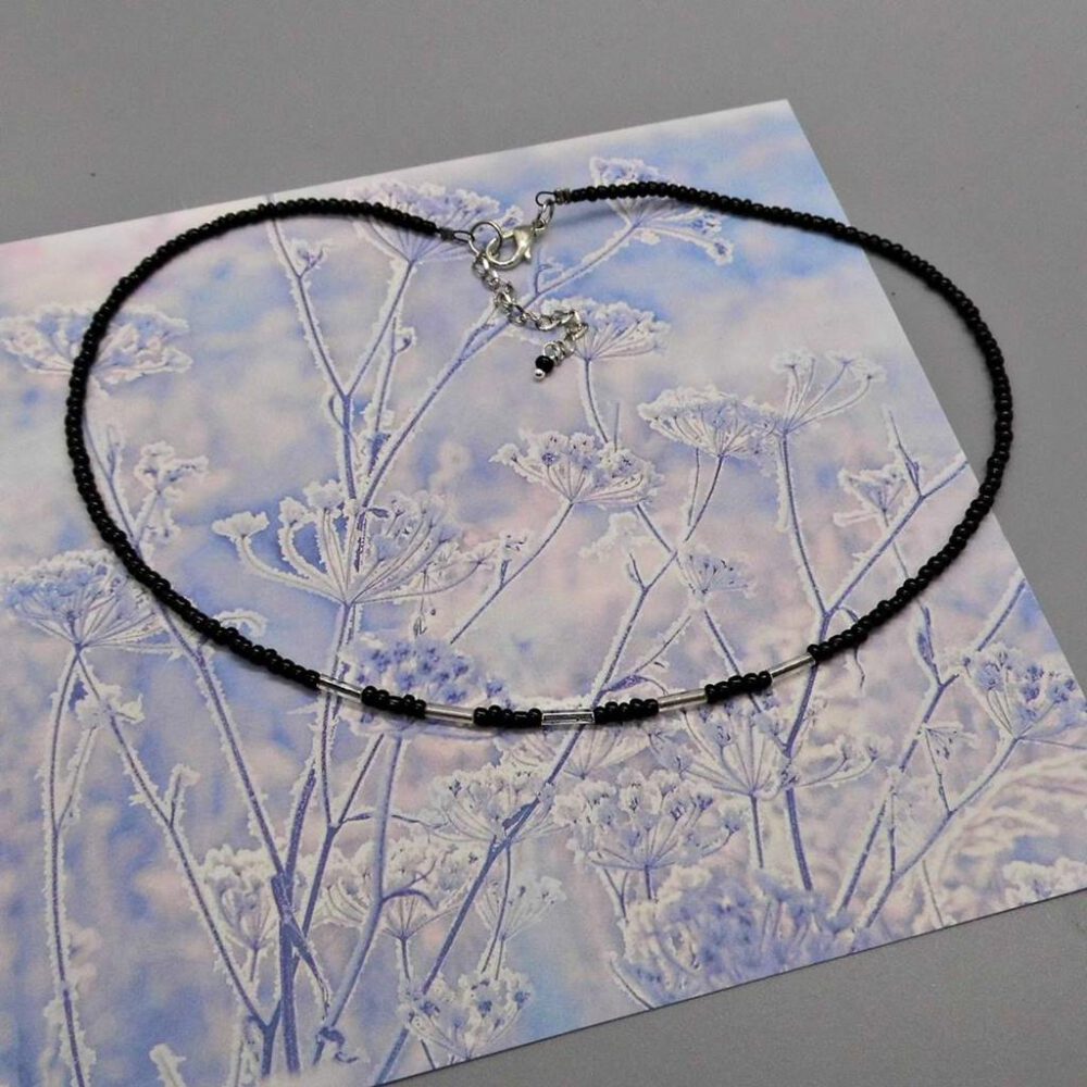 schwarz-silber-perlen-choker Choker schwarz-silber