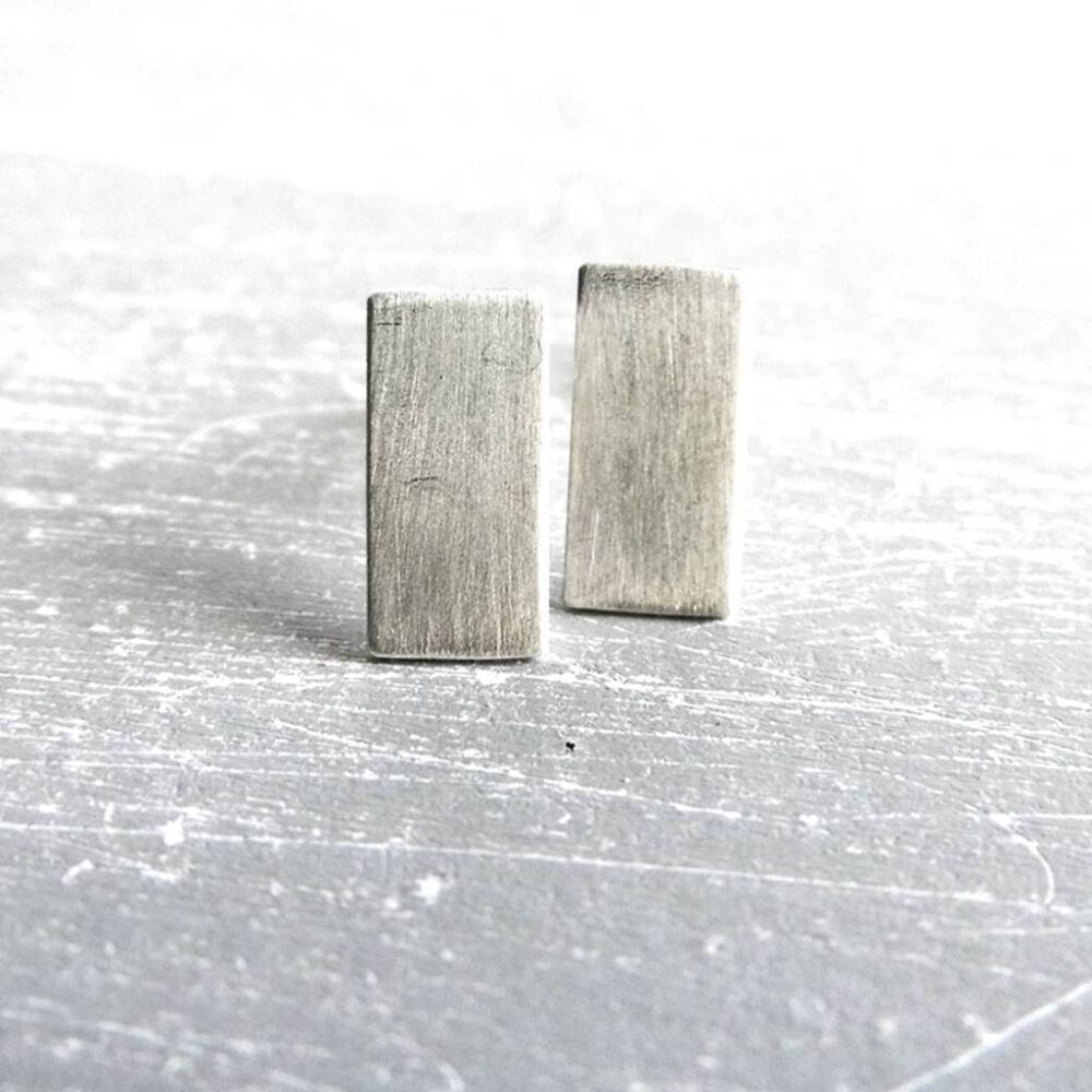 Ohrstecker Rechteck 925 Silber mattiert