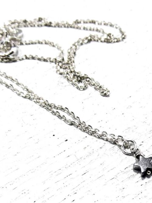 Silber Kette mit Hämatit Herzchen