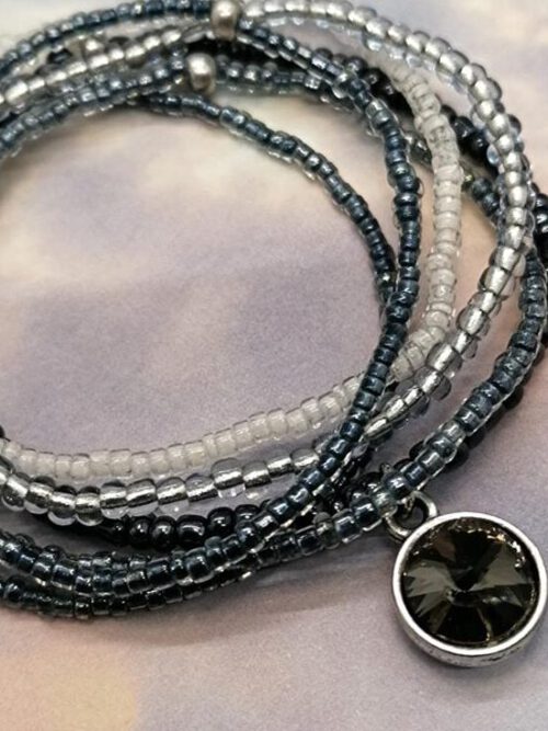 Armband Set schwarz-grau-silber