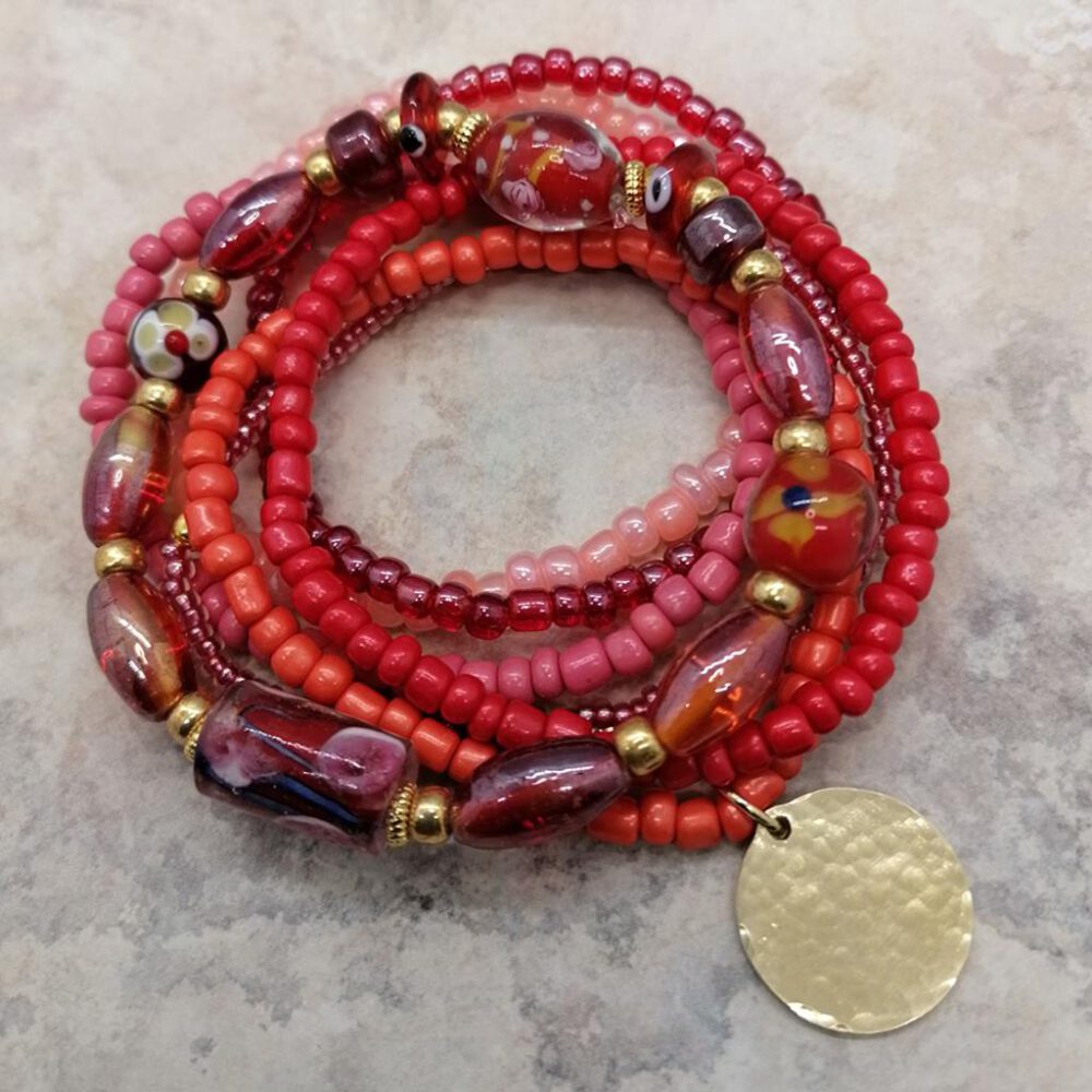 Armband Set rot-orange elastisch