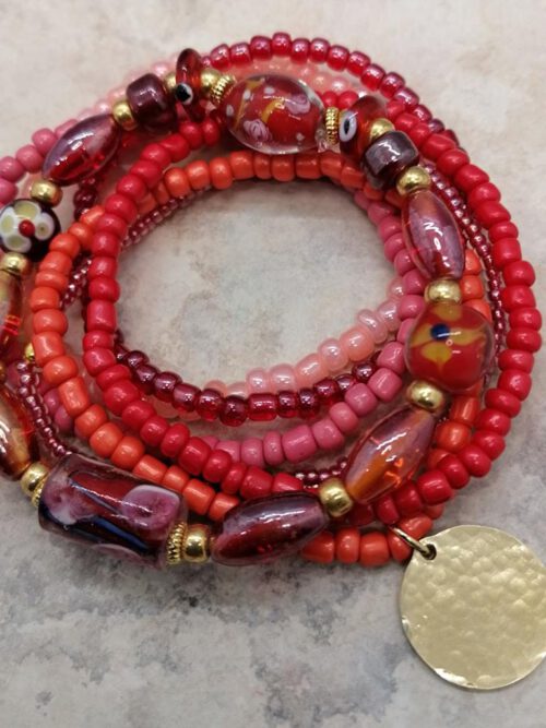 Armband Set rot-orange elastisch