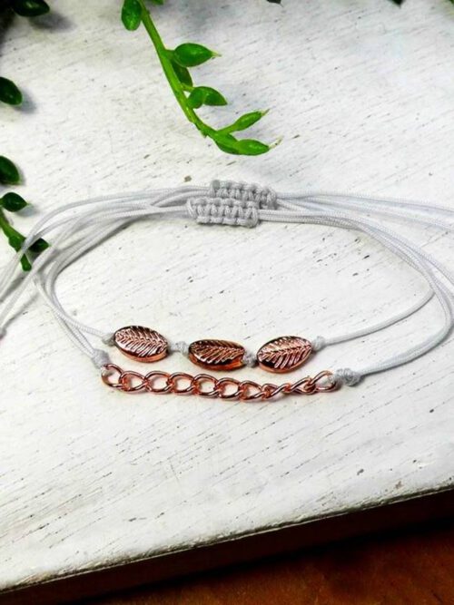 armband-set-rosegold-silber Armband-Set Blätter rosegold
