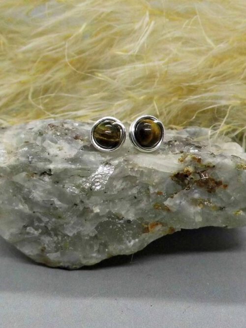 Tigerauge Ohrstecker 935 Silber