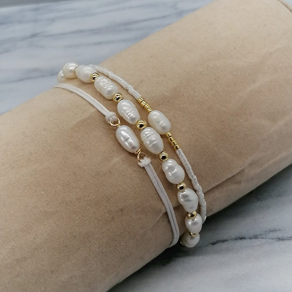 Armband Süsswasserperlen Edelstahl gold