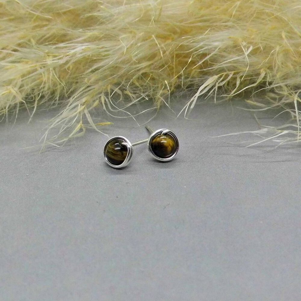 Tigerauge Ohrstecker 935 Silber