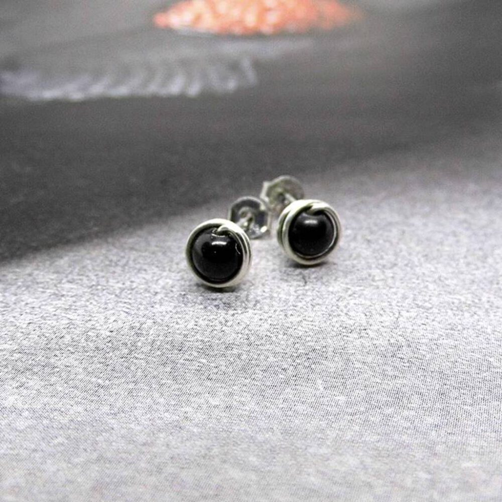 ohrstecker-obsidian-silber Obsidian Perlen Ohrstecker 935 Silber