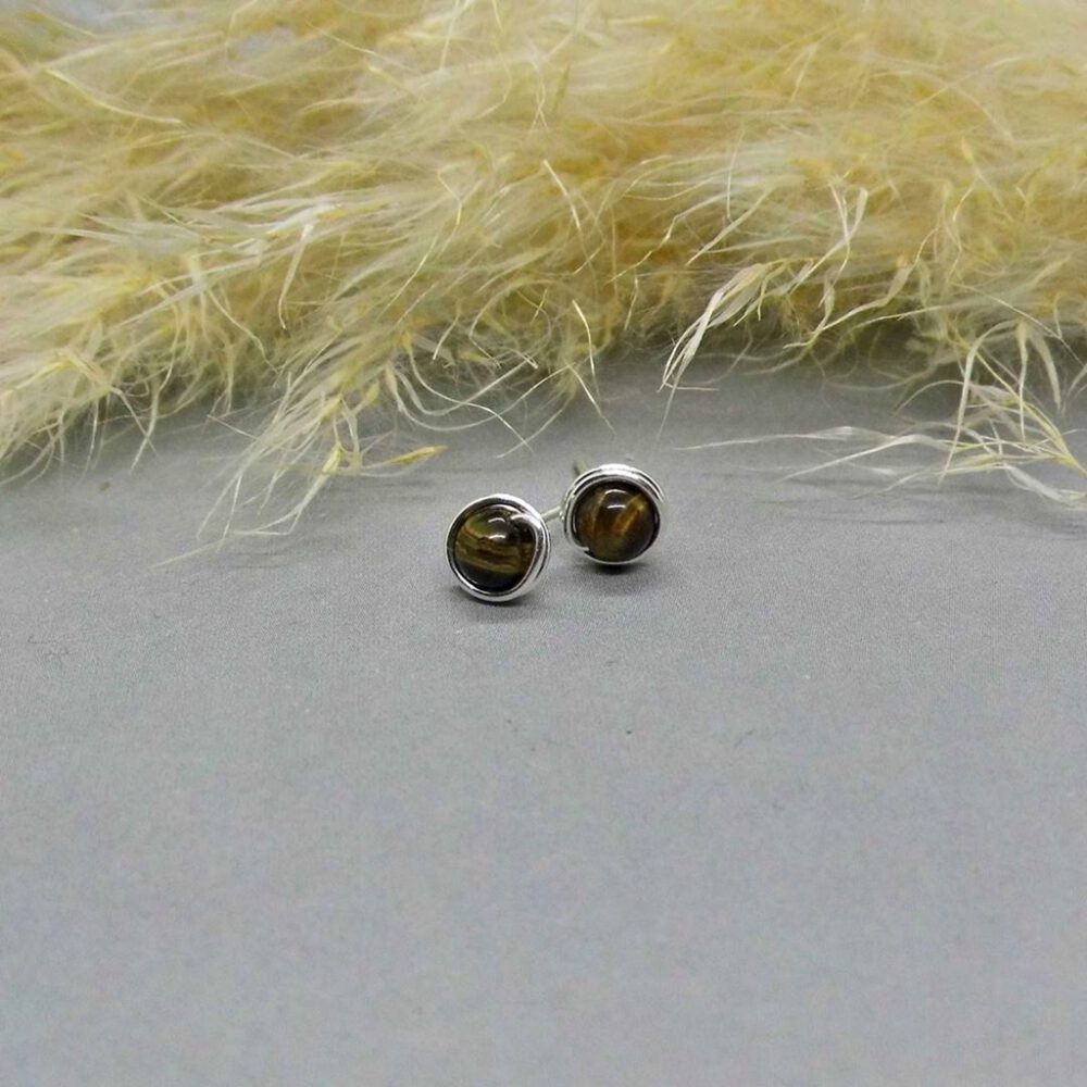 Tigerauge Ohrstecker 935 Silber