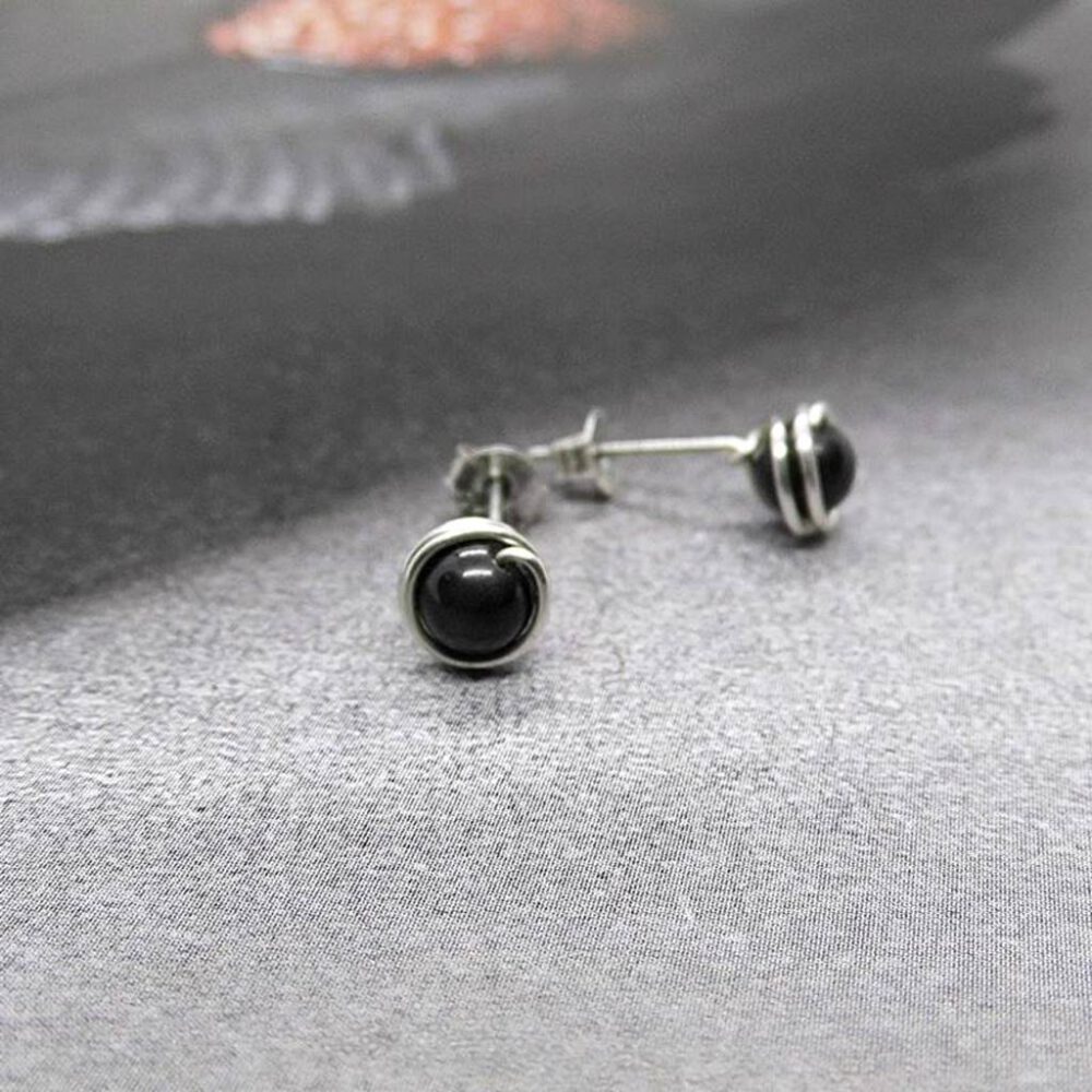 silber-ohrstecker-obsidian-schwarz Obsidian Perlen Ohrstecker 935 Silber