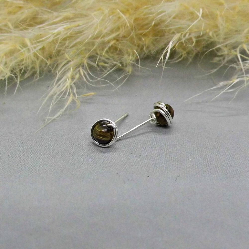 Tigerauge Ohrstecker 935 Silber