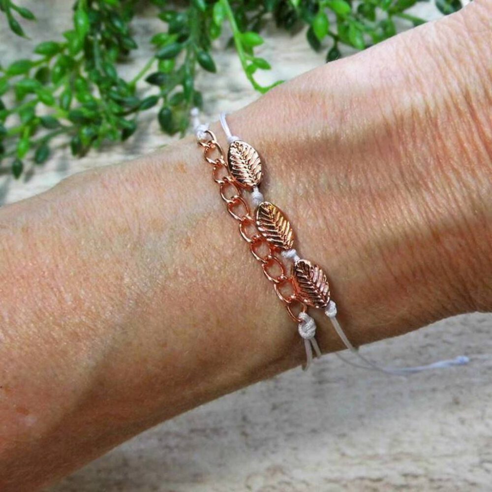 Armband-Set Blätter rosegold