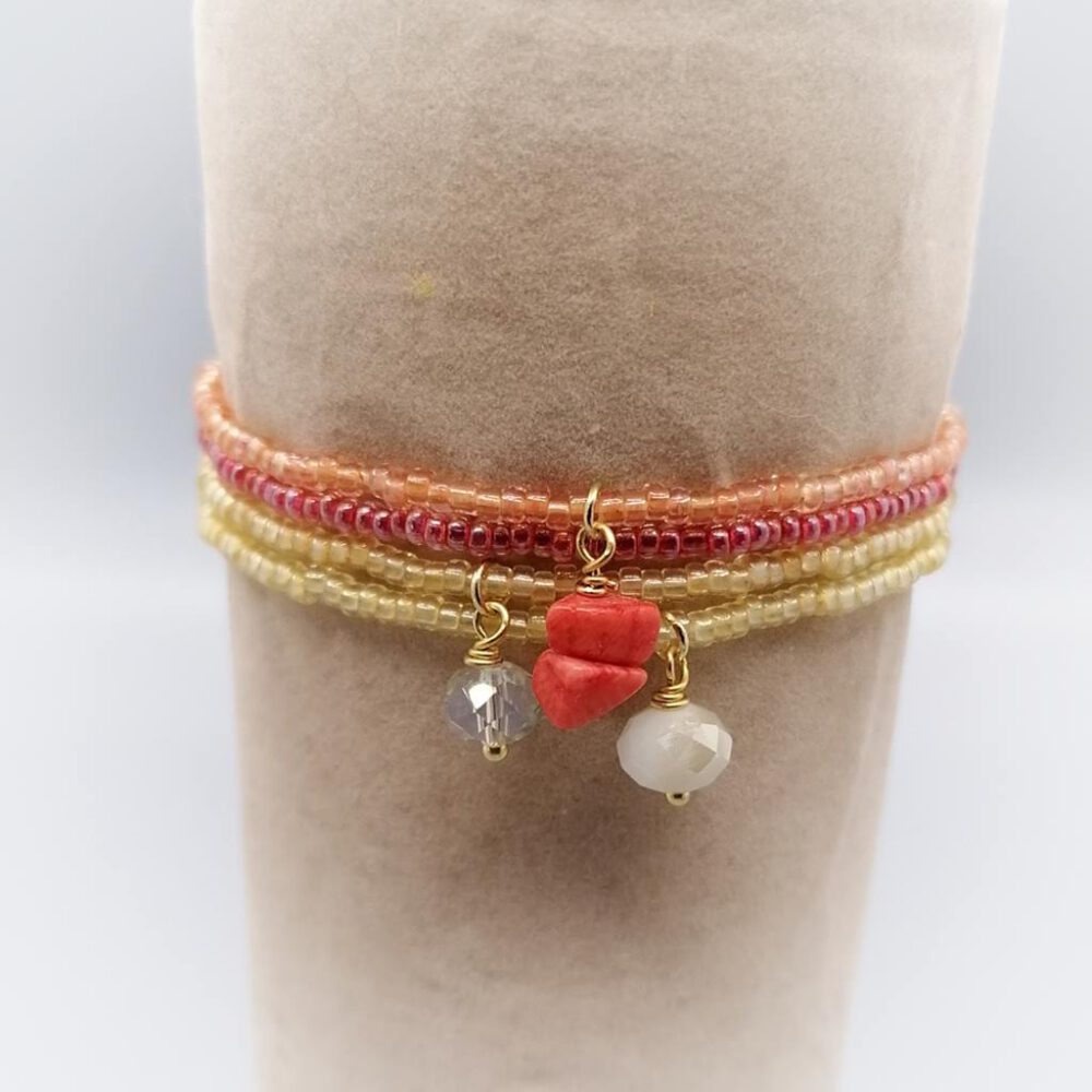 Armband Set Koralle orange-gold