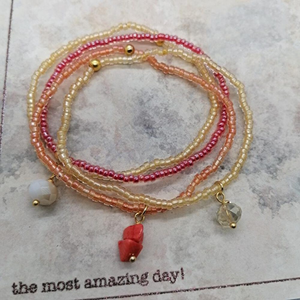 Armband Set Koralle orange-gold