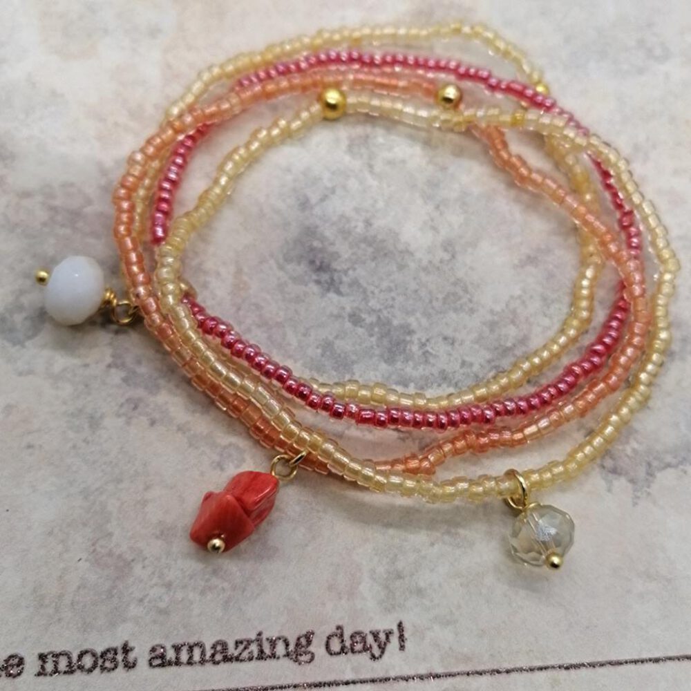 Armband Set Koralle orange-gold