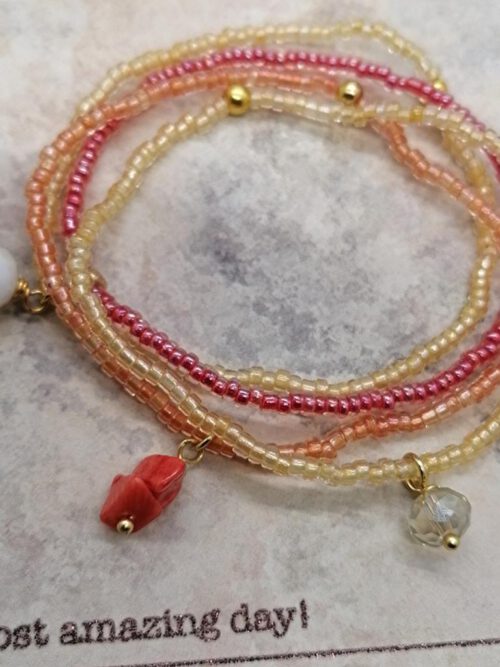 armband-set-orange-gold-mit-koralle-und-kristallen Armband Set Koralle orange-gold