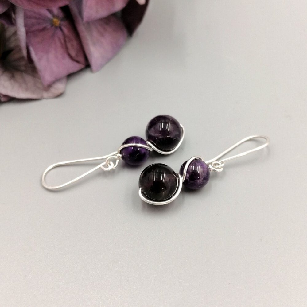 Edelstein Amethyst Ohrhänger Ohrhänger Amethyst Duo 935 Silber