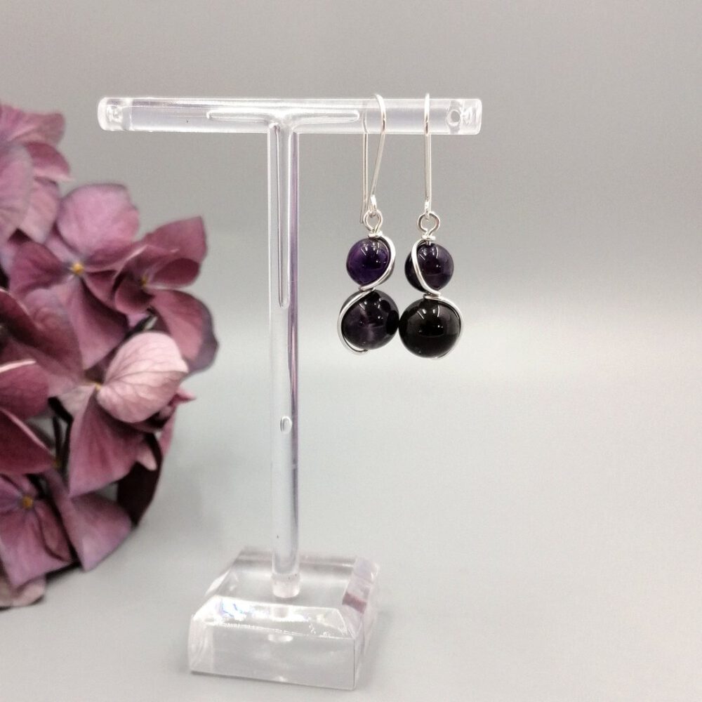 Silber Amethyst Ohrhänger Ohrhänger Amethyst Duo 935 Silber