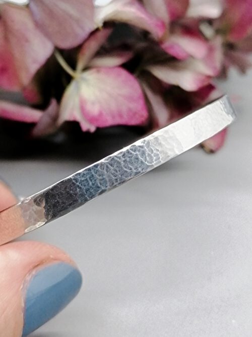 Armreif silber Edelstahl gehämmert