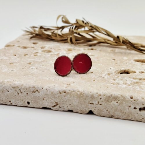 Emaillierte Ohrstecker rot