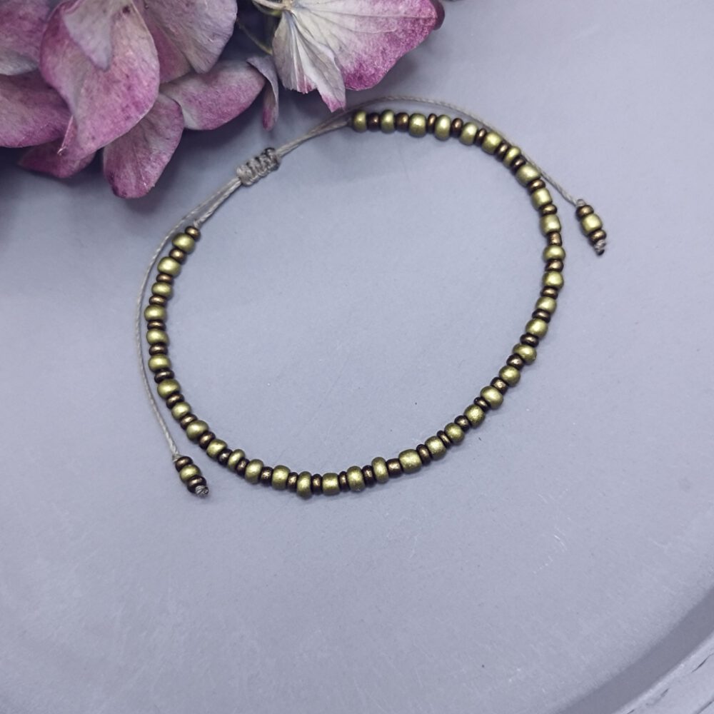 Armband Rocailles grün-bronze