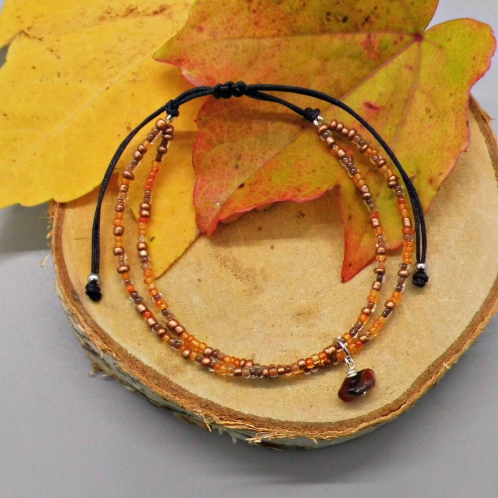 armband-perlen-orange-braun-mit-karneol Armband orange-kupfer mit Karneol