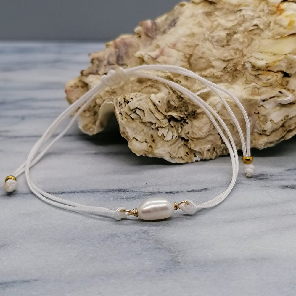 Armband Süsswasserperle weiß gold