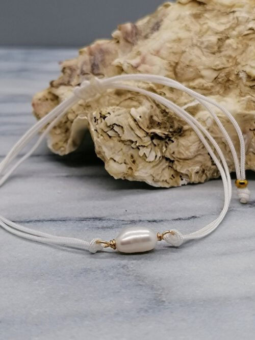 Armband Süsswasserperle weiß gold