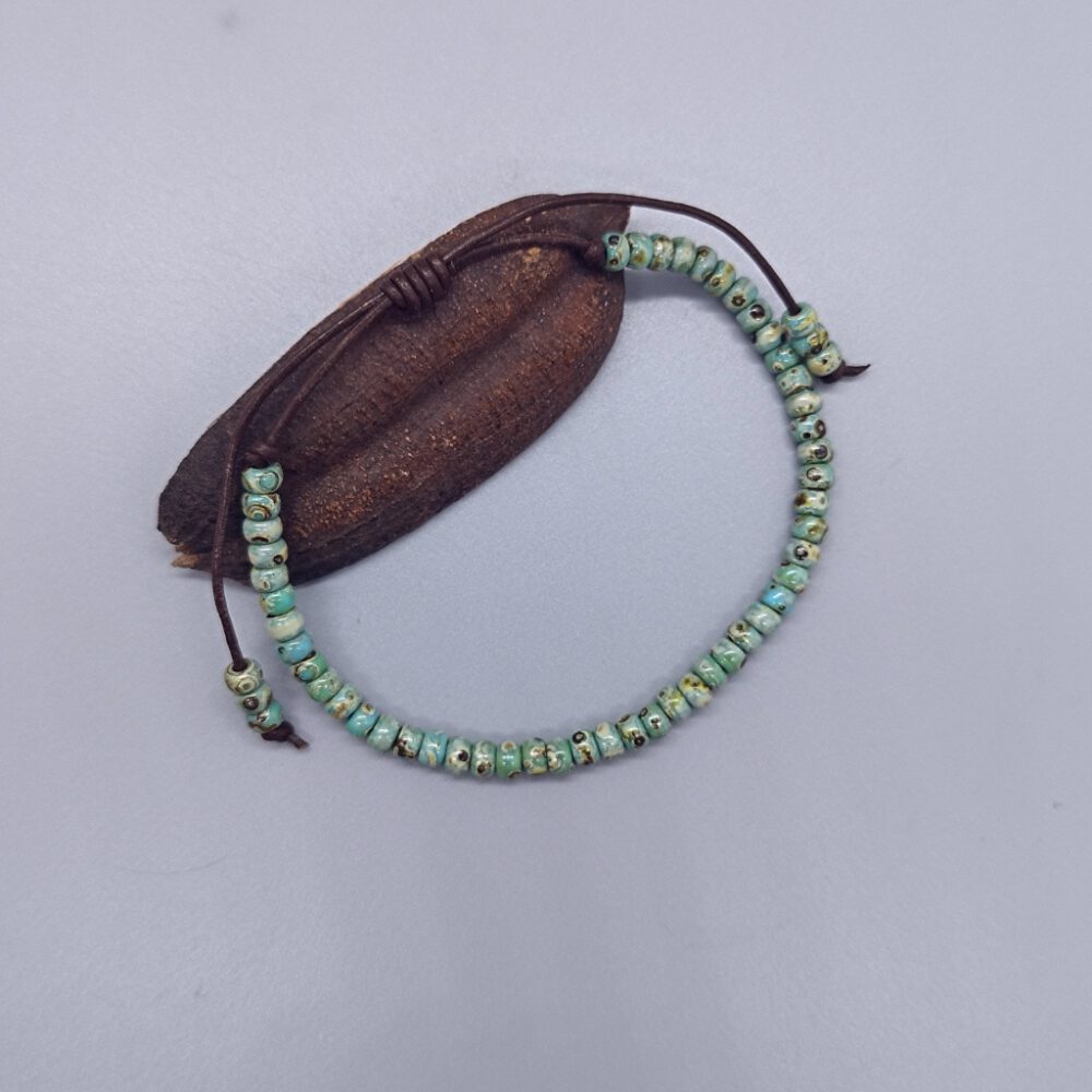 Leder Miyuki Armband türkis braun
