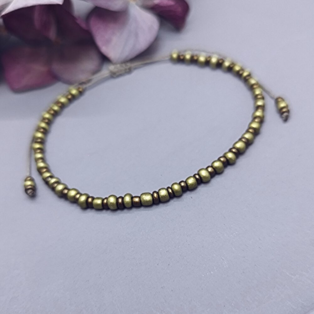 Armband Rocailles grün-bronze