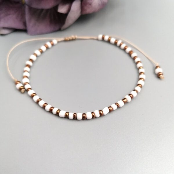 Armband weiß-kupfer Rocailles