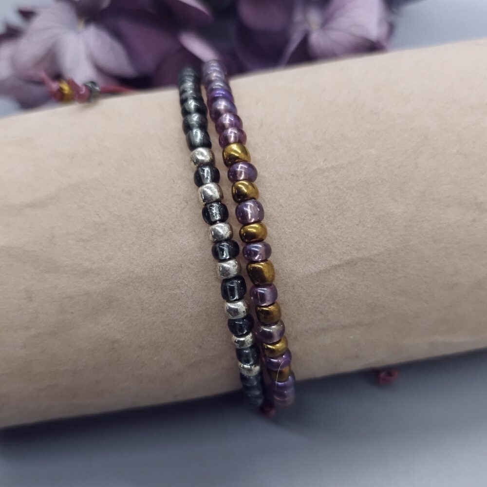 handgefertigtes-geschenk-armband-leder-metallic-amethyst-grau-silber Leder Armband metallic, grau silber