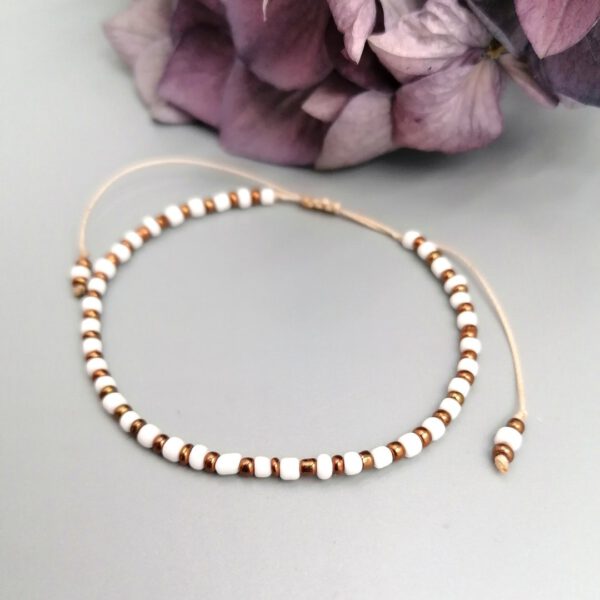Armband weiß-kupfer Rocailles