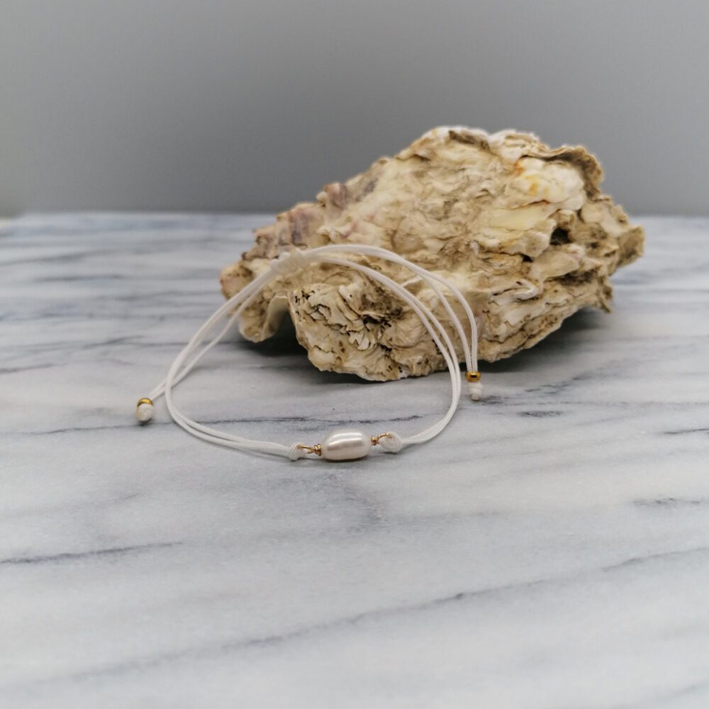 Armband Süsswasserperle weiß gold