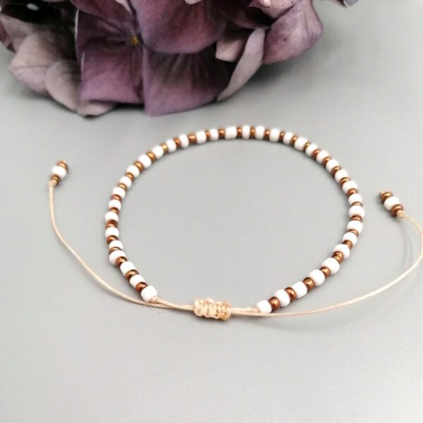 Armband weiß-kupfer Rocailles