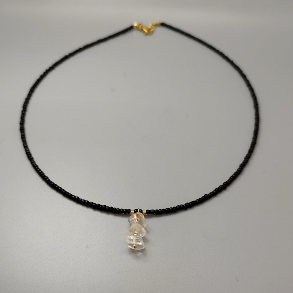 Kette Bergkristall schwarz-gold
