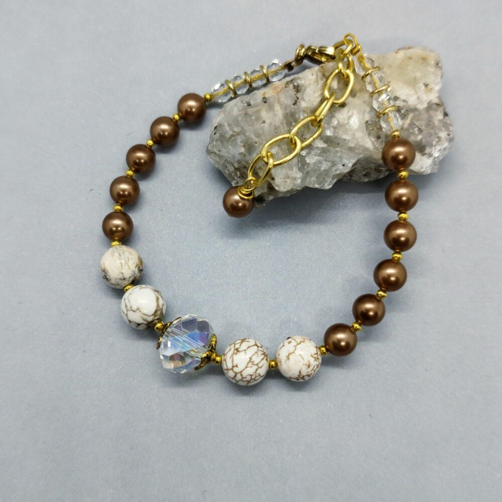 Armband braun-beige mit Kristallen