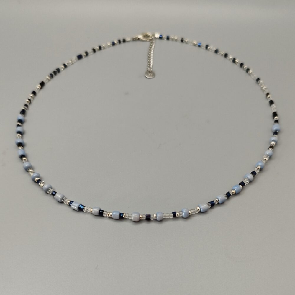 Kette Choker hellblau silber