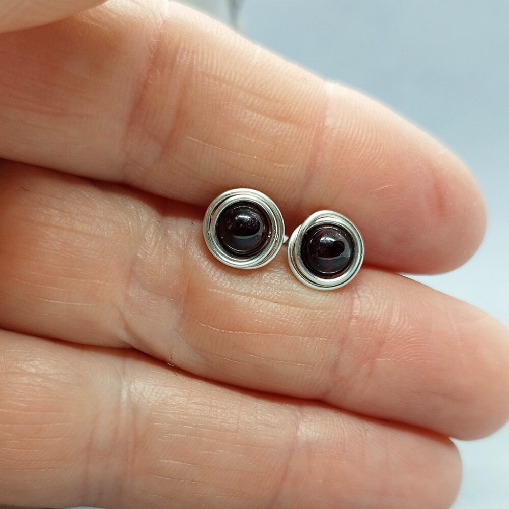 Silber Ohrstecker Granat