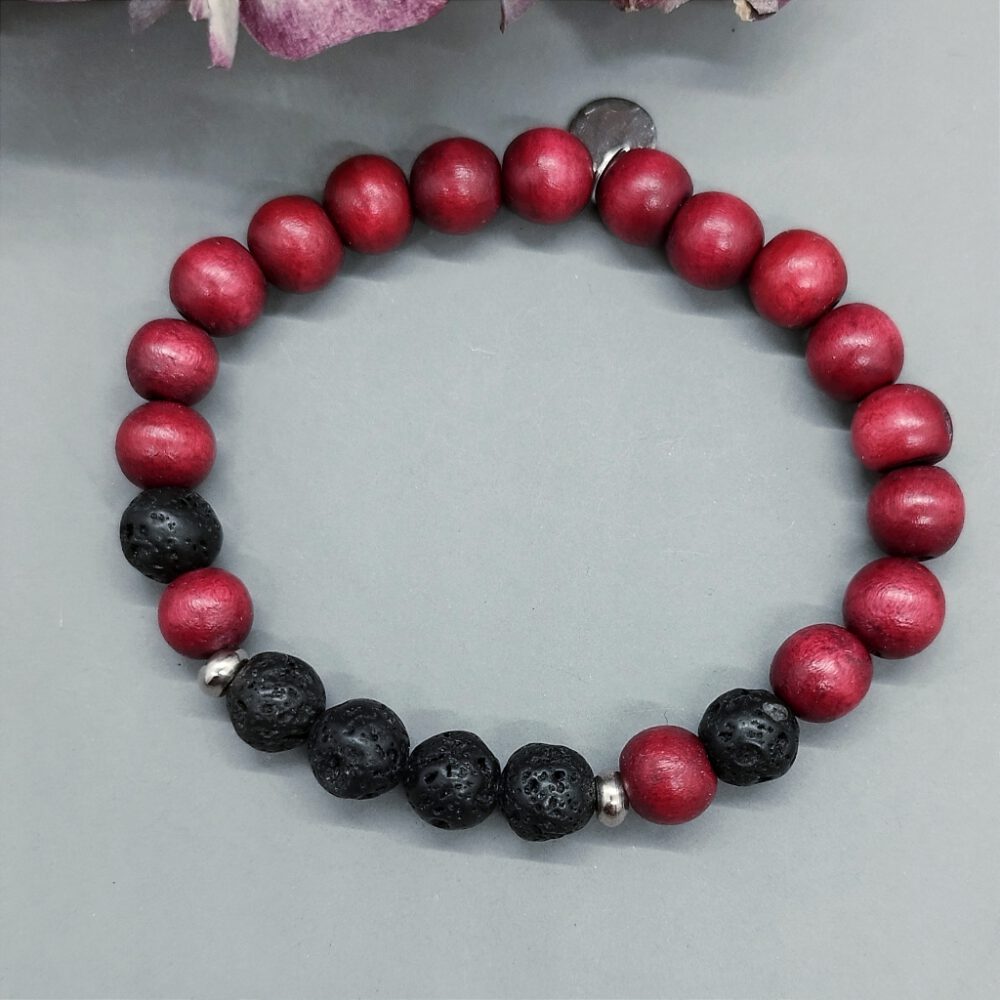 Armband Lava Holz schwarz-rot