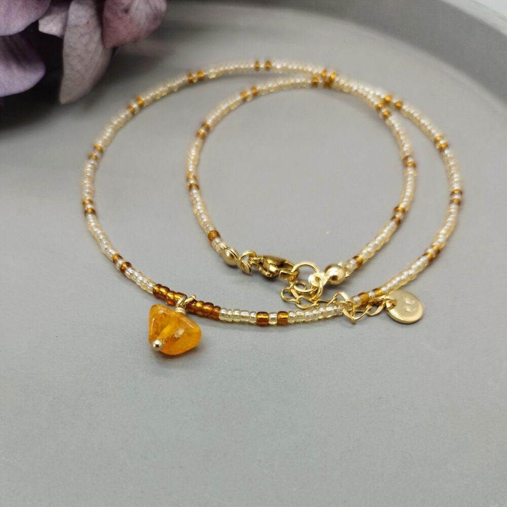 Kette gelb gold mit Bernstein Anhänger