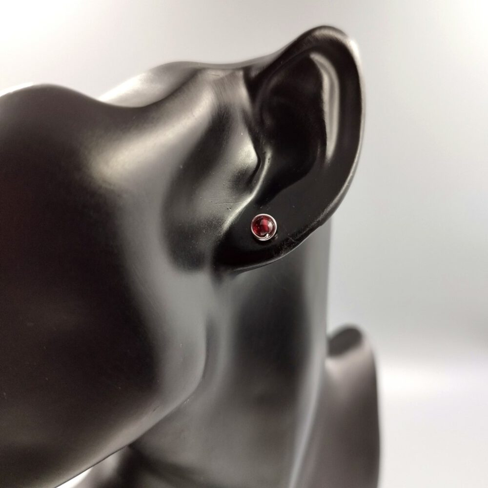 Mini Ohrstecker Granat 935 Silber