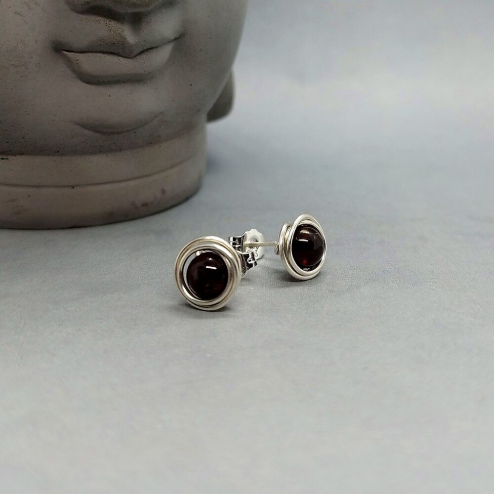 Silber Ohrstecker Granat