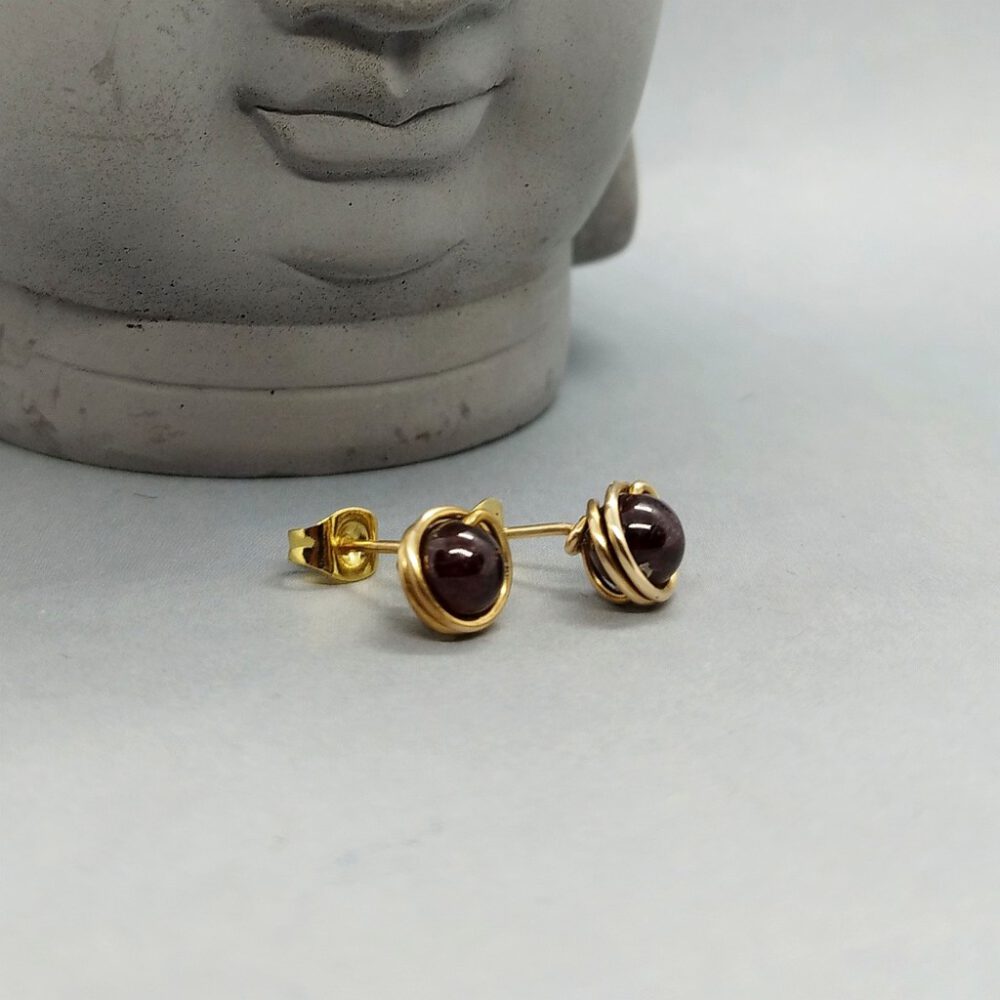 Ohrstecker Granat Goldfilled