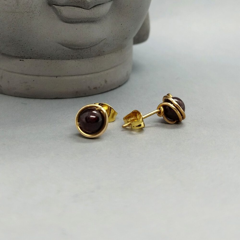 Ohrstecker Granat Goldfilled